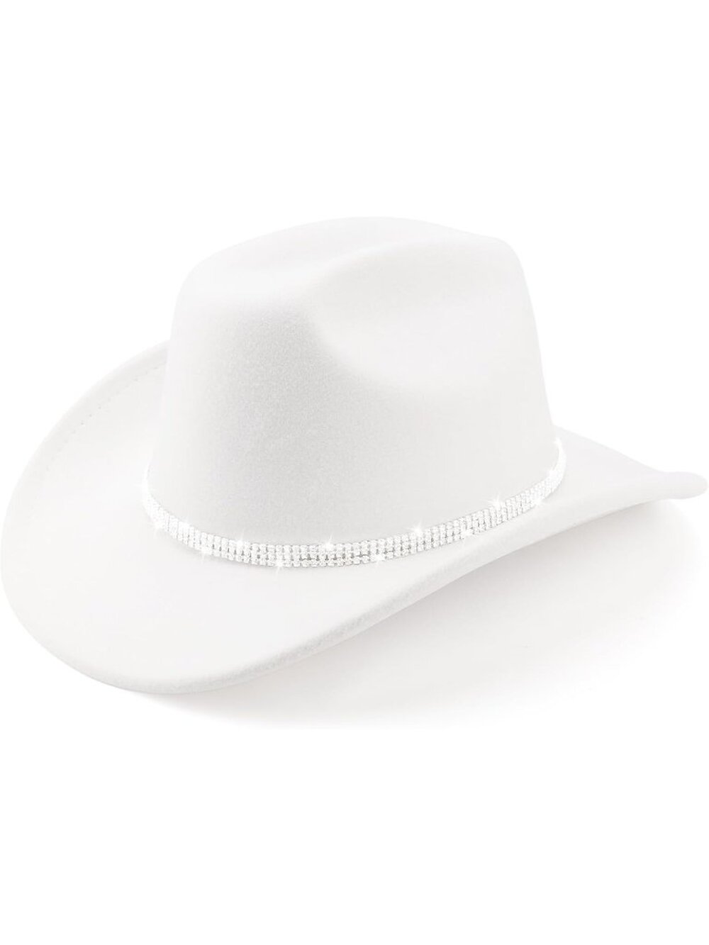 Unisex White Western Cowboy Wide Brim Fedora Belt Buckle Imported Hat